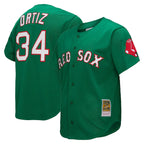 Johmsee B.Red Sox #34 David Ortiz Player Green Mitchell & Ness Cooperstown Collection Mesh Home Stitched Jerseys