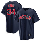 Johmsee B.Red Sox #34 David Ortiz Player Navy Home Game Stitched Jerseys