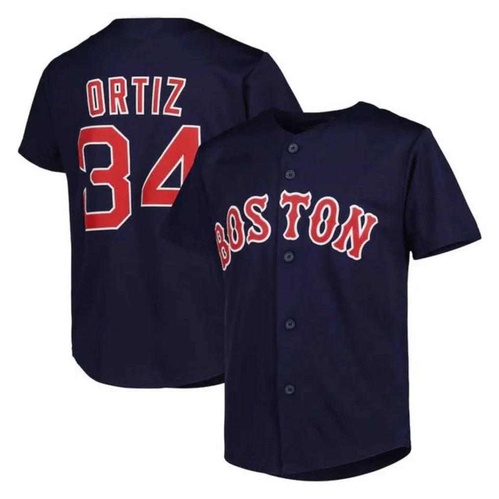 Johmsee B.Red Sox #34 David Ortiz Player Navy Mitchell & Ness Cooperstown Collection Mesh Home Stitched Jerseys