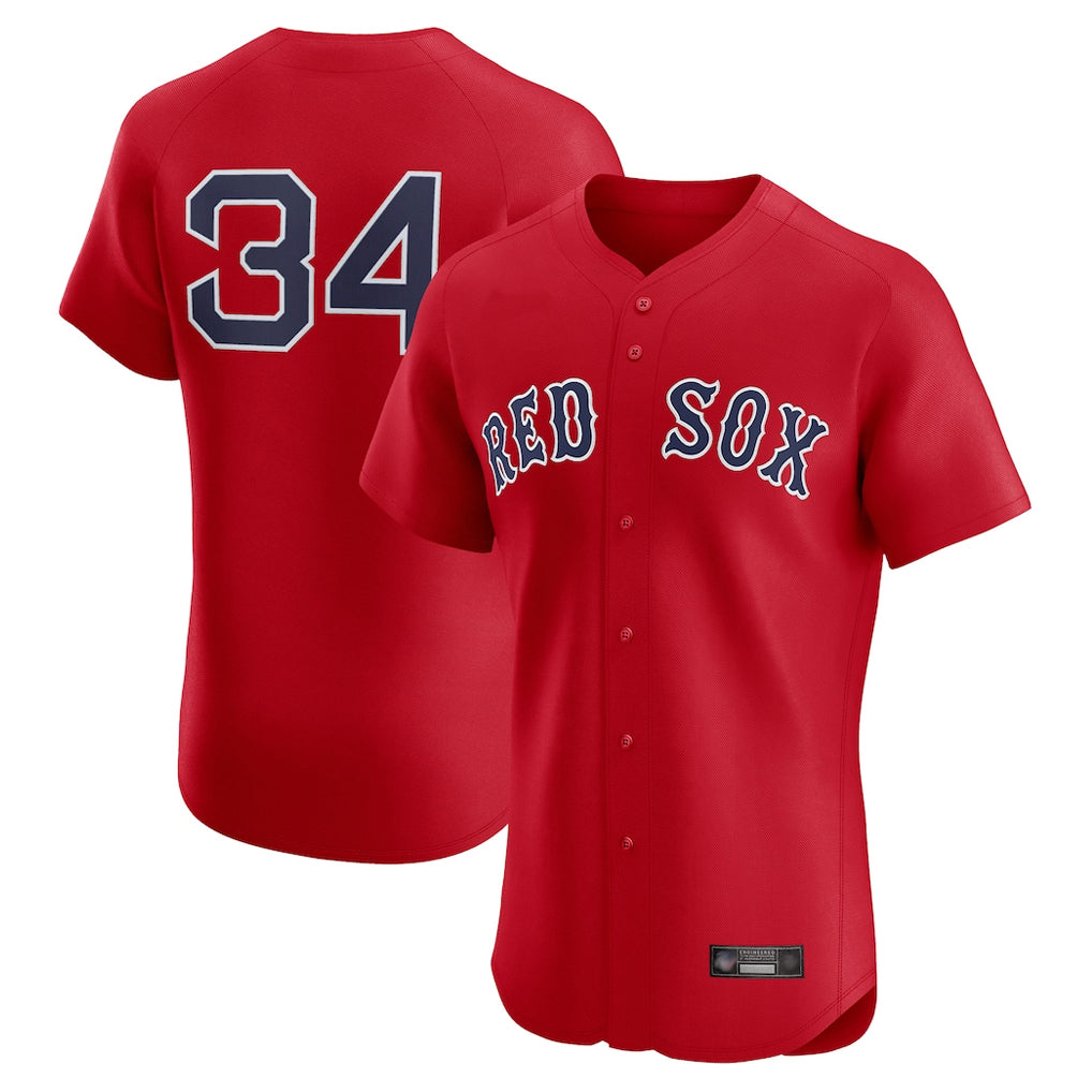 Johmsee B.Red Sox #34 David Ortiz Player Red Limited Elite Home Game Stitched Jerseys