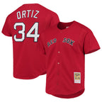 Johmsee B.Red Sox #34 David Ortiz Player Red Mitchell & Ness Cooperstown Collection Home Stitched Jerseys