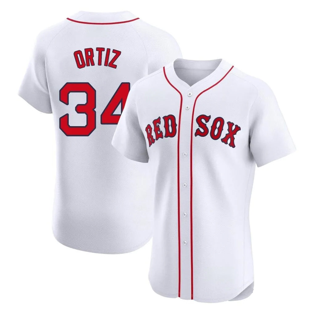 Johmsee B.Red Sox #34 David Ortiz Player White Limited Elite Home Game Stitched Jerseys