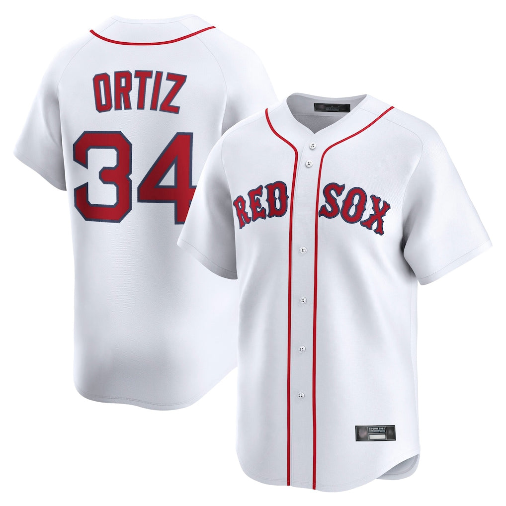 Johmsee B.Red Sox #34 David Ortiz Player White Limited Home Game Stitched Jerseys