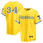 Johmsee B.Red Sox #34 David Ortiz Player Yellow Home Game Stitched Jerseys