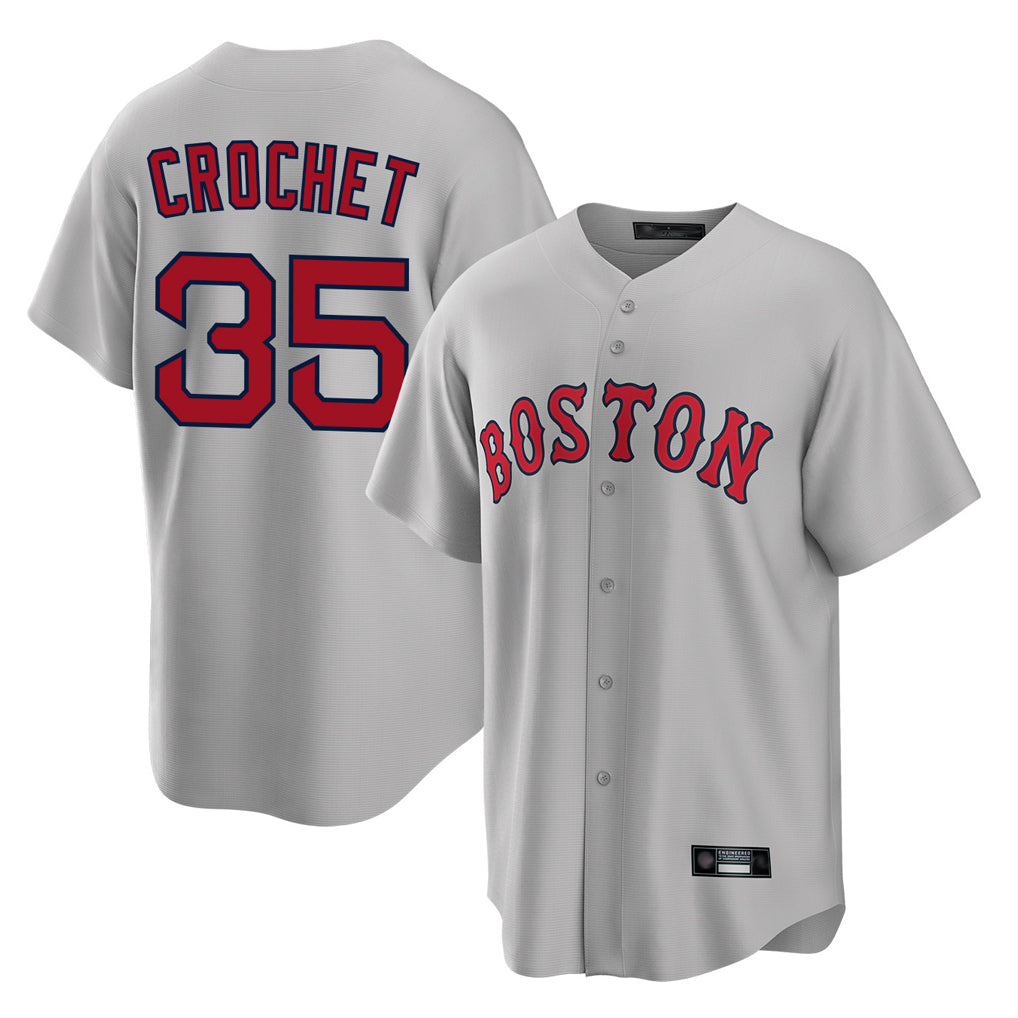 Johmsee B.Red Sox #35 Garrett Crochet Player Gray Road Home Game Stitched Jerseys