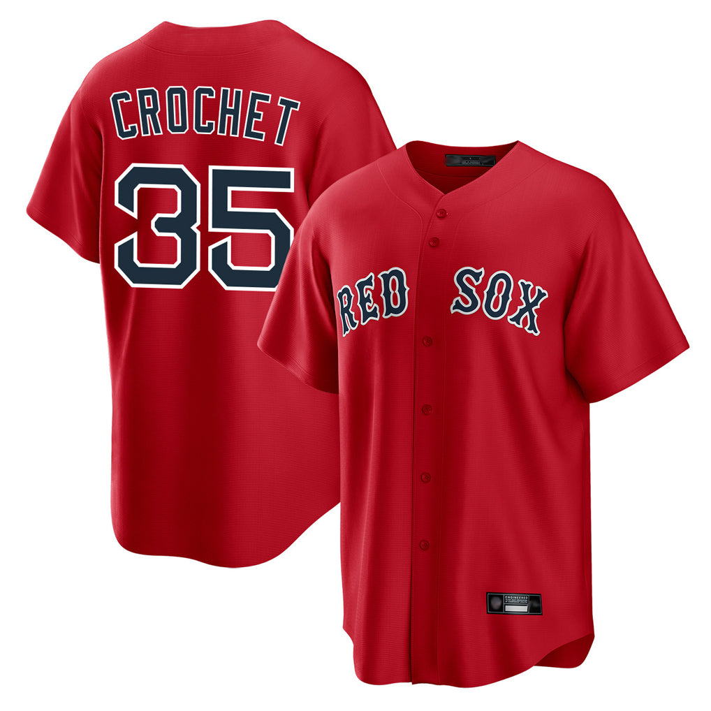 Johmsee B.Red Sox #35 Garrett Crochet Player Red Home Game Stitched Jerseys