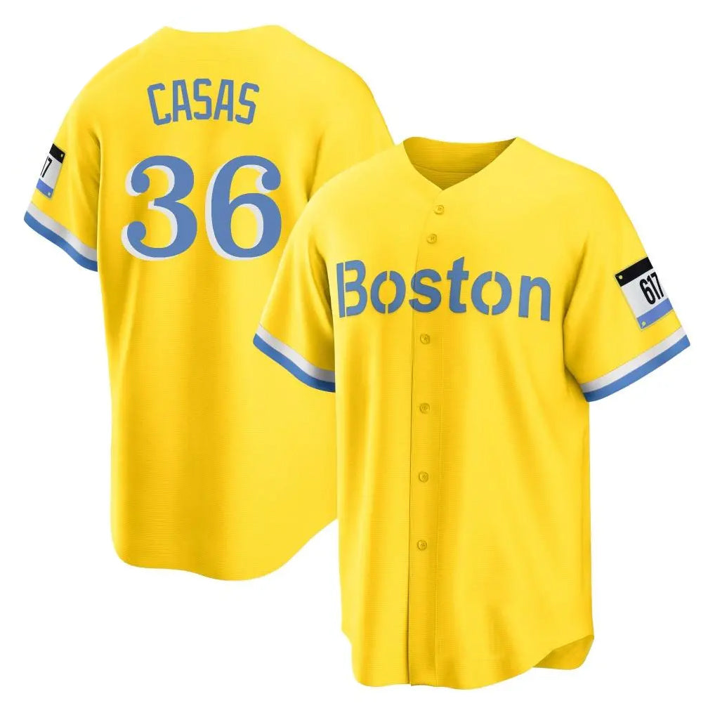 Johmsee B.Red Sox #36 Triston Casas Player Yellow Home Game Stitched Jersey