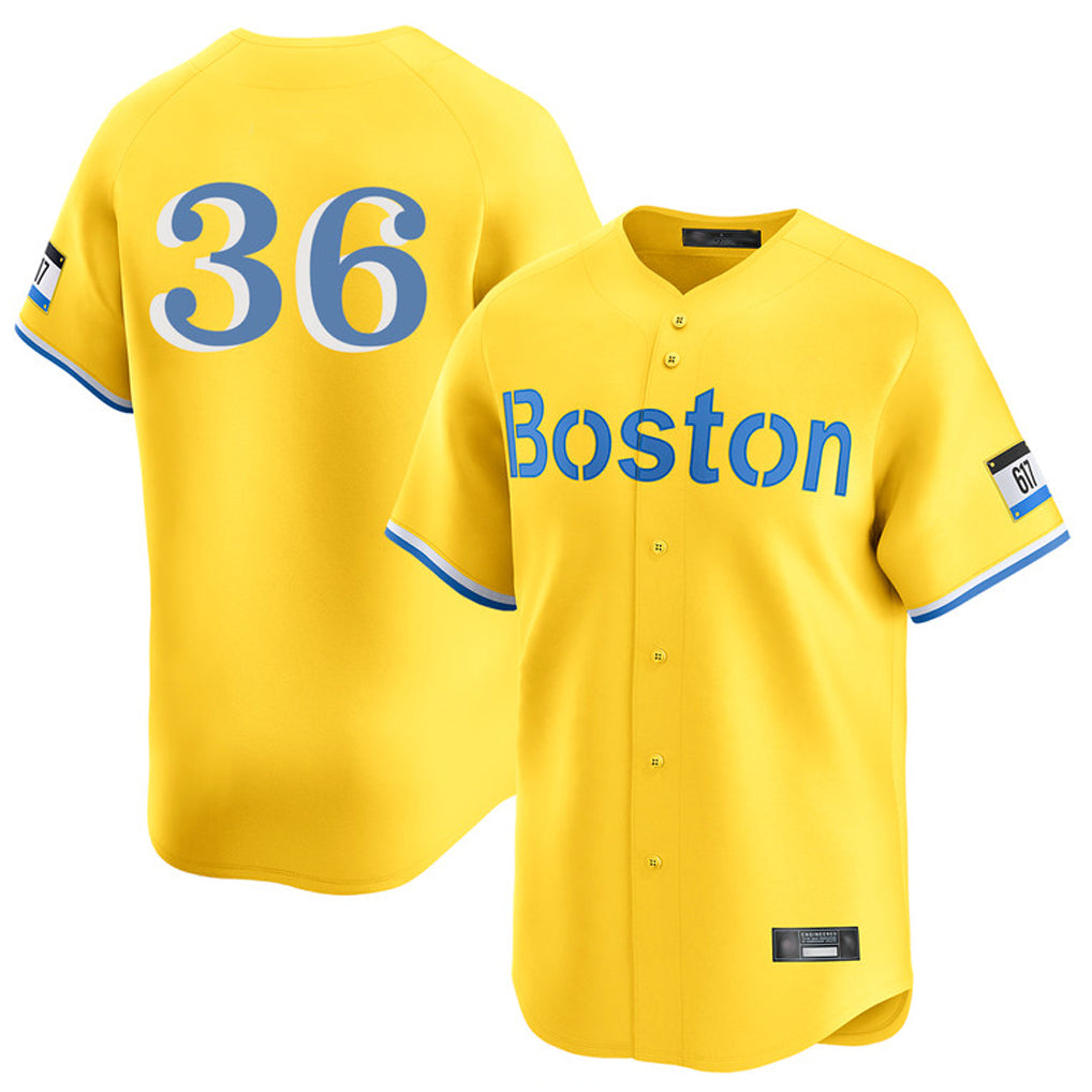Johmsee B.Red Sox #36 Triston Casas Player Yellow Limited Home Game Stitched Jersey