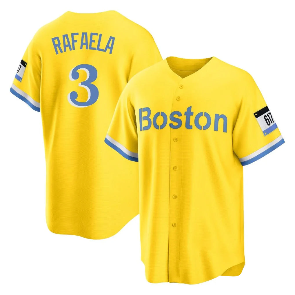 Johmsee B.Red Sox #3 Ceddanne Rafaela Player Yellow Home Game Stitched Jersey