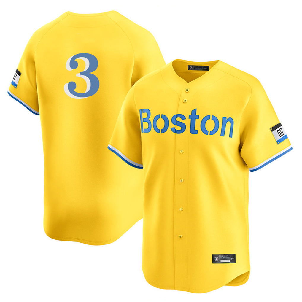 Johmsee B.Red Sox #3 Ceddanne Rafaela Player Yellow Limited Home Game Stitched Jersey
