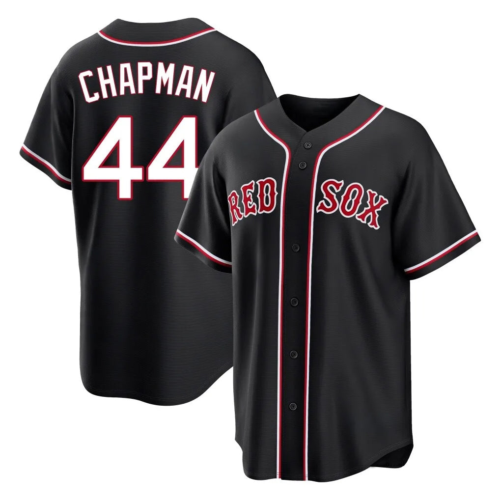 Johmsee B.Red Sox #44 Aroldis Chapman Player Black Out Home Game Stitched Jerseys