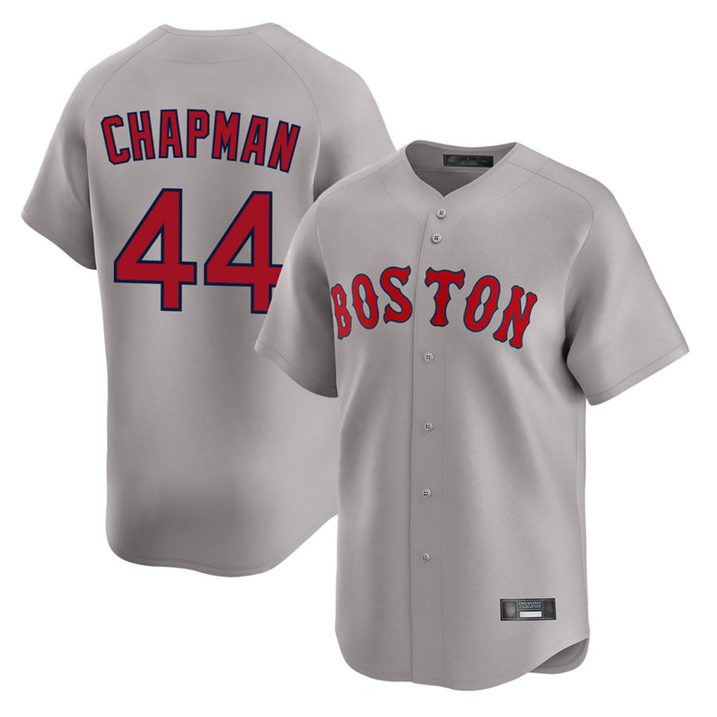 Johmsee B.Red Sox #44 Aroldis Chapman Player Gray Road Limited Home Game Stitched Jerseys