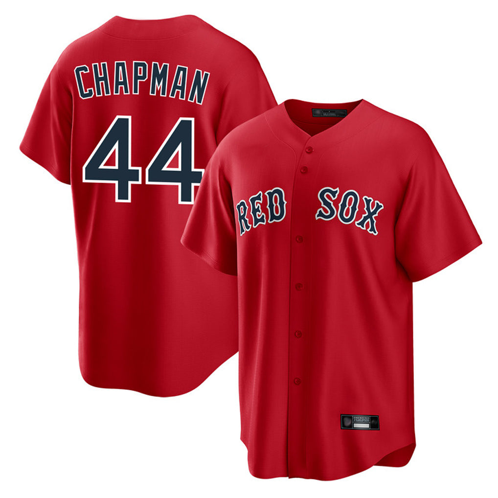 Johmsee B.Red Sox #44 Aroldis Chapman Player Red Home Game Stitched Jerseys