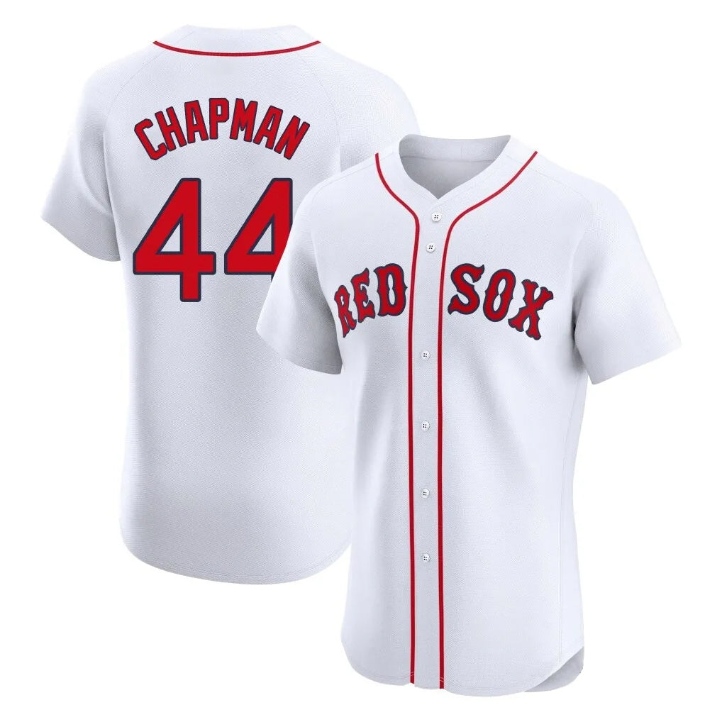 Johmsee B.Red Sox #44 Aroldis Chapman Player White Limited Elite Home Game Stitched Jerseys