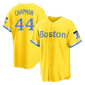 Johmsee B.Red Sox #44 Aroldis Chapman Player Yellow Home Game Stitched Jerseys