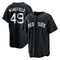 Johmsee B.Red Sox #49 Tim Wakefield Player Black Home Game Stitched Jerseys
