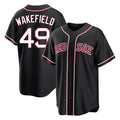 Johmsee B.Red Sox #49 Tim Wakefield Player Black Out Home Game Stitched Jerseys