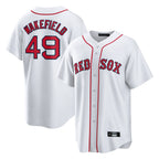 Johmsee B.Red Sox #49 Tim Wakefield Player White Home Game Stitched Jerseys
