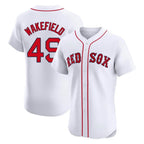 Johmsee B.Red Sox #49 Tim Wakefield Player White Limited Elite Home Game Stitched Jerseys