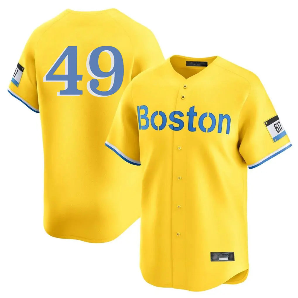 Johmsee B.Red Sox #49 Tim Wakefield Player Yellow Limited Home Game Stitched Jerseys