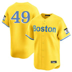 Johmsee B.Red Sox #49 Tim Wakefield Player Yellow Limited Home Game Stitched Jerseys