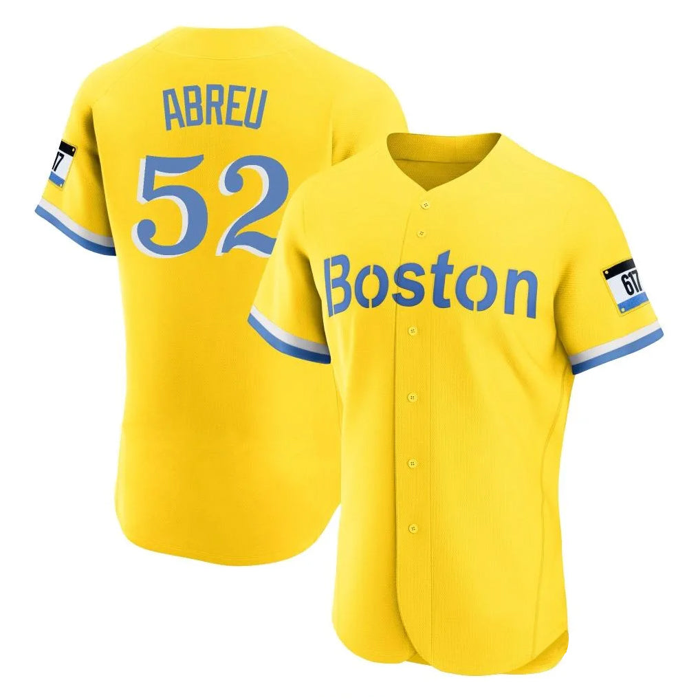 Johmsee B.Red Sox #52 Wilyer Abreu Player Yellow Limited Elite Home Game Stitched Jerseys