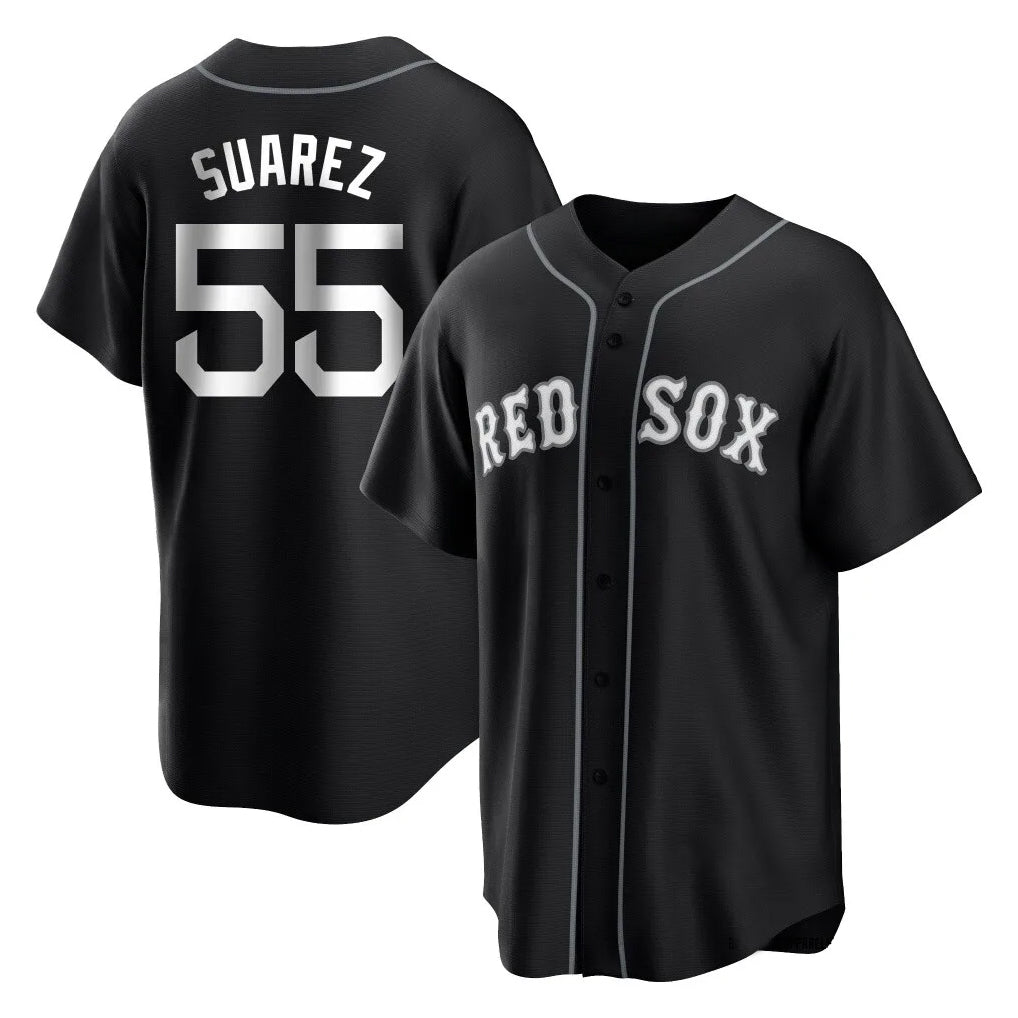 Johmsee B.Red Sox #55 Ranger Su¨¢rez Player Black Home Game Stitched Jerseys
