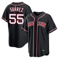 Johmsee B.Red Sox #55 Ranger Su¨¢rez Player Black Out Home Game Stitched Jerseys