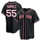 Johmsee B.Red Sox #55 Ranger Su¨¢rez Player Black Out Home Game Stitched Jerseys