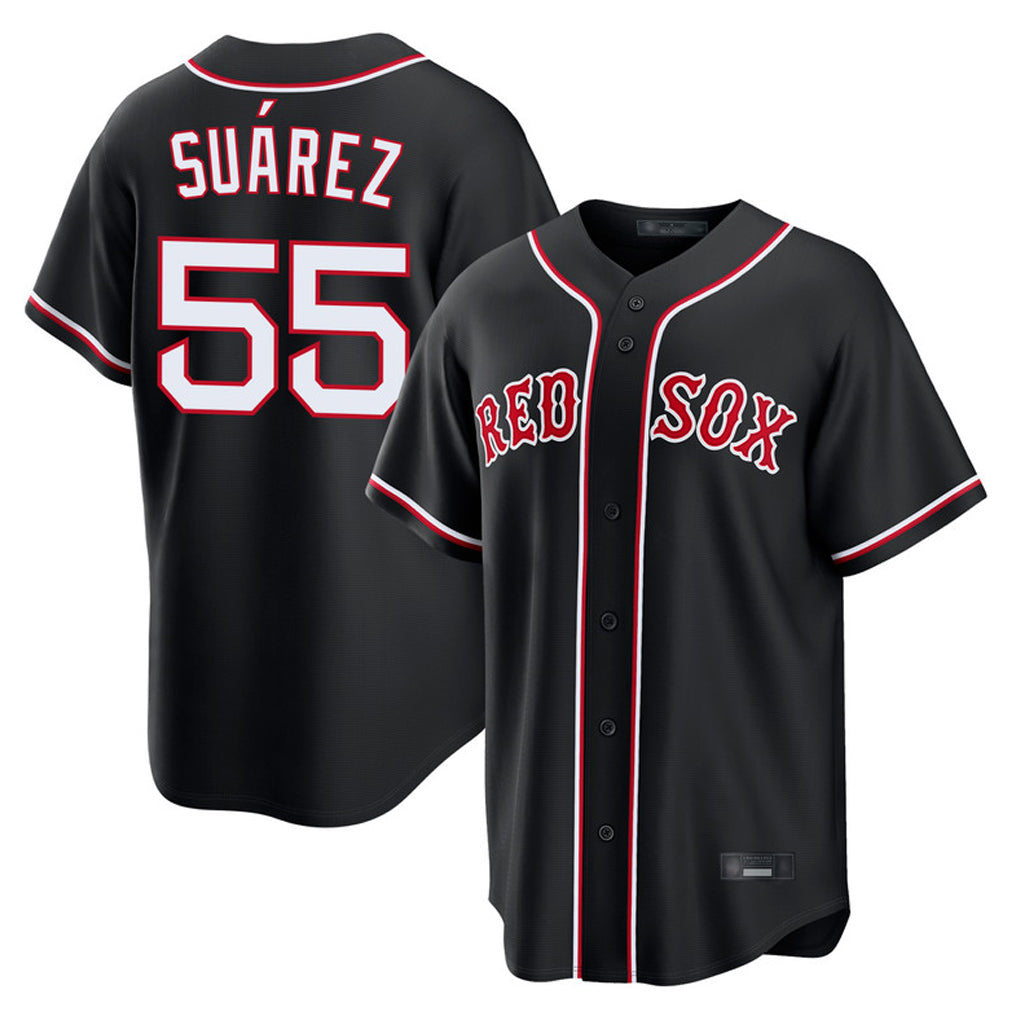 Johmsee B.Red Sox #55 Ranger Su¨¢rez Player Black Out Home Game Stitched Jerseys