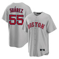 Johmsee B.Red Sox #55 Ranger Su¨¢rez Player Gray Road Home Game Stitched Jerseys