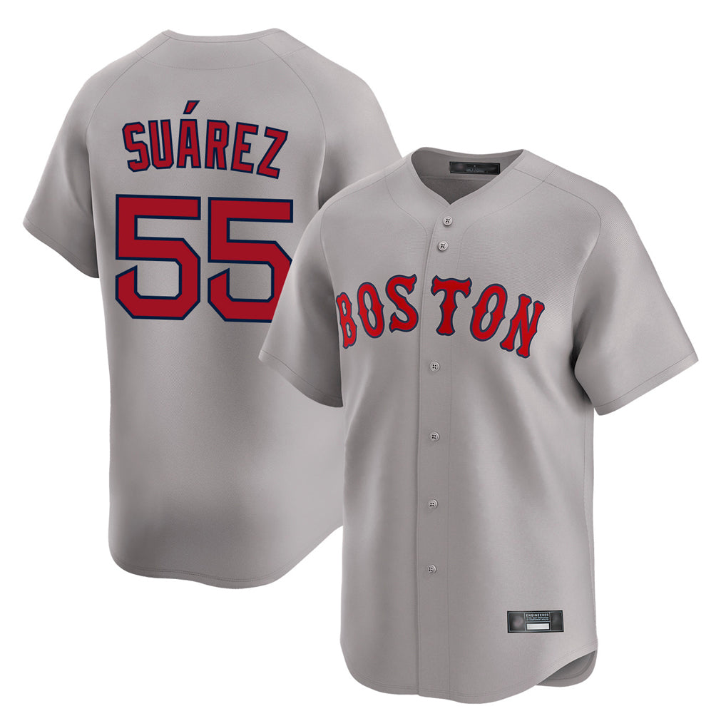 Johmsee B.Red Sox #55 Ranger Su¨¢rez Player Gray Road Limited Home Game Stitched Jerseys