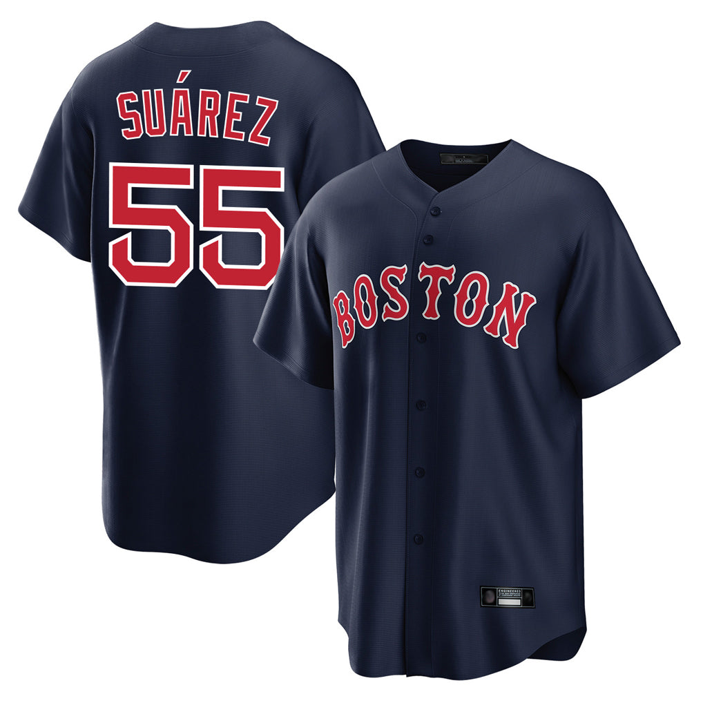 Johmsee B.Red Sox #55 Ranger Su¨¢rez Player Navy Home Game Stitched Jerseys