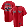 Johmsee B.Red Sox #55 Ranger Su¨¢rez Player Red Home Game Stitched Jerseys