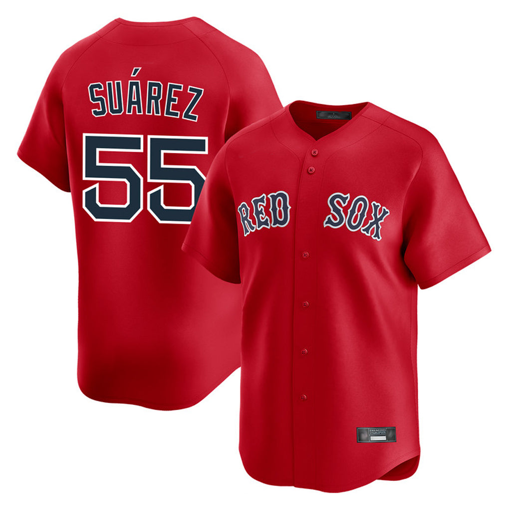 Johmsee B.Red Sox #55 Ranger Su¨¢rez Player Red Limited Home Game Stitched Jerseys