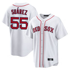 Johmsee B.Red Sox #55 Ranger Su¨¢rez Player White Home Game Stitched Jerseys