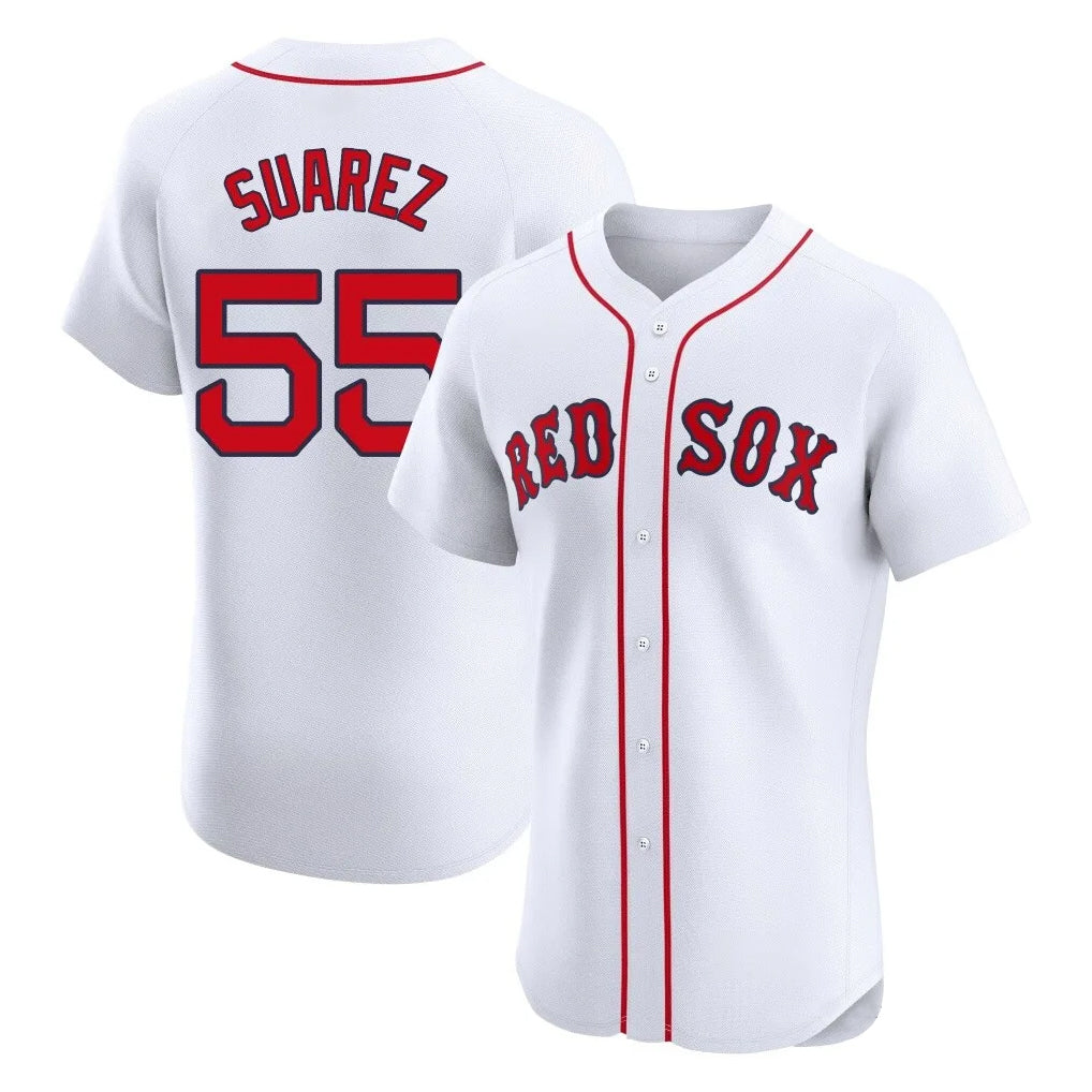 Johmsee B.Red Sox #55 Ranger Su¨¢rez Player White Limited Elite Home Game Stitched Jerseys