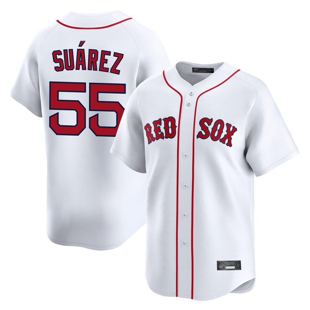 Johmsee B.Red Sox #55 Ranger Su¨¢rez Player White Limited Home Game Stitched Jerseys