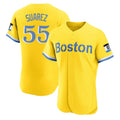 Johmsee B.Red Sox #55 Ranger Su¨¢rez Player Yellow Limited Elite Home Game Stitched Jerseys