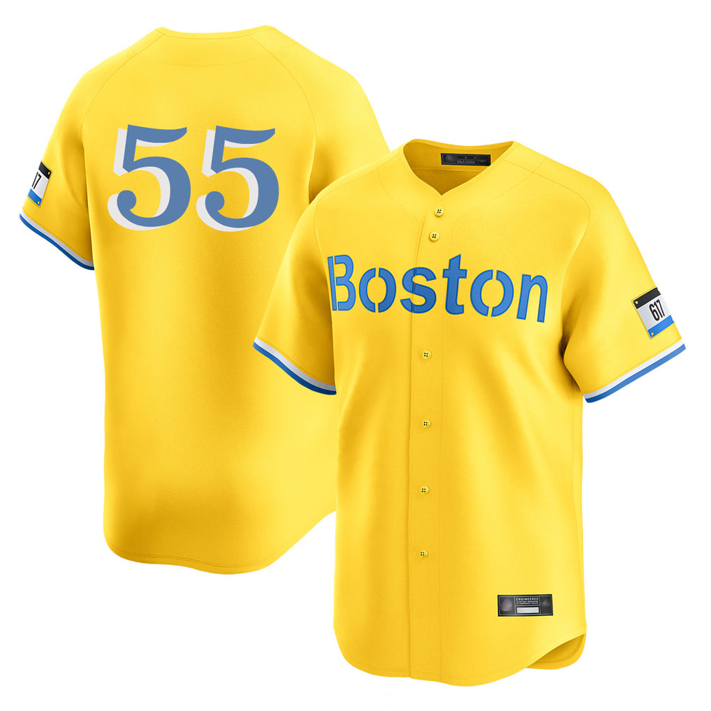 Johmsee B.Red Sox #55 Ranger Su¨¢rez Player Yellow Limited Home Game Stitched Jerseys