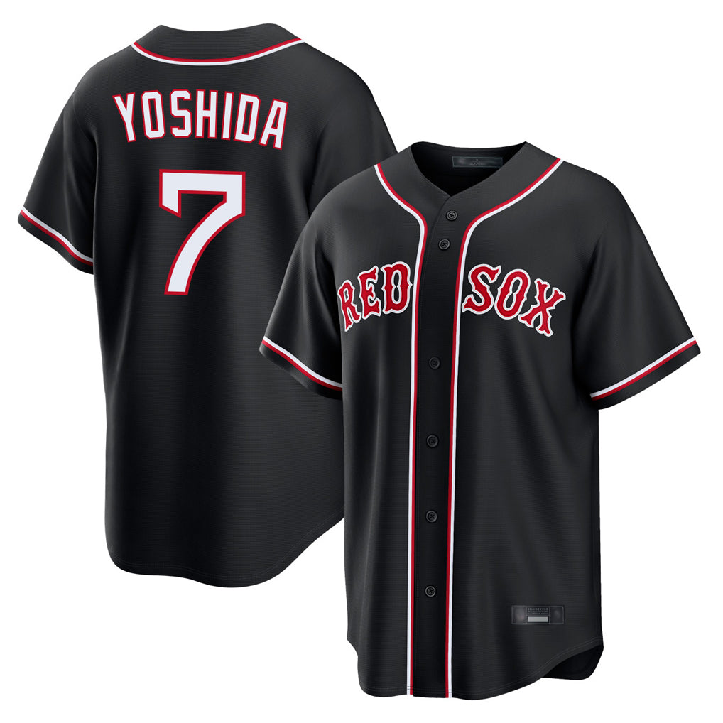 Johmsee B.Red Sox #7 Masataka Yoshida Player Black Home Game Stitched Jerseys