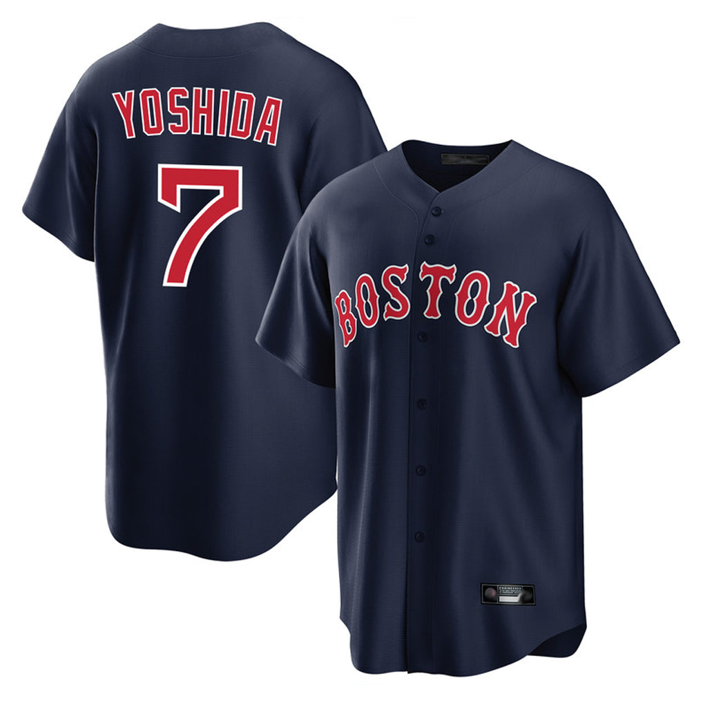 Johmsee B.Red Sox #7 Masataka Yoshida Player Navy Home Game Stitched Jersey