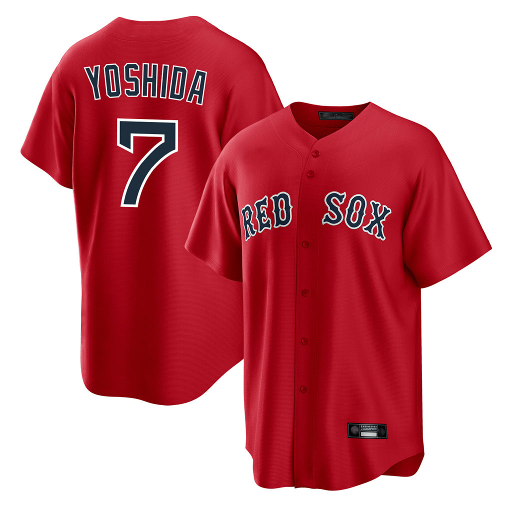 Johmsee B.Red Sox #7 Masataka Yoshida Player Red Home Game Stitched Jersey