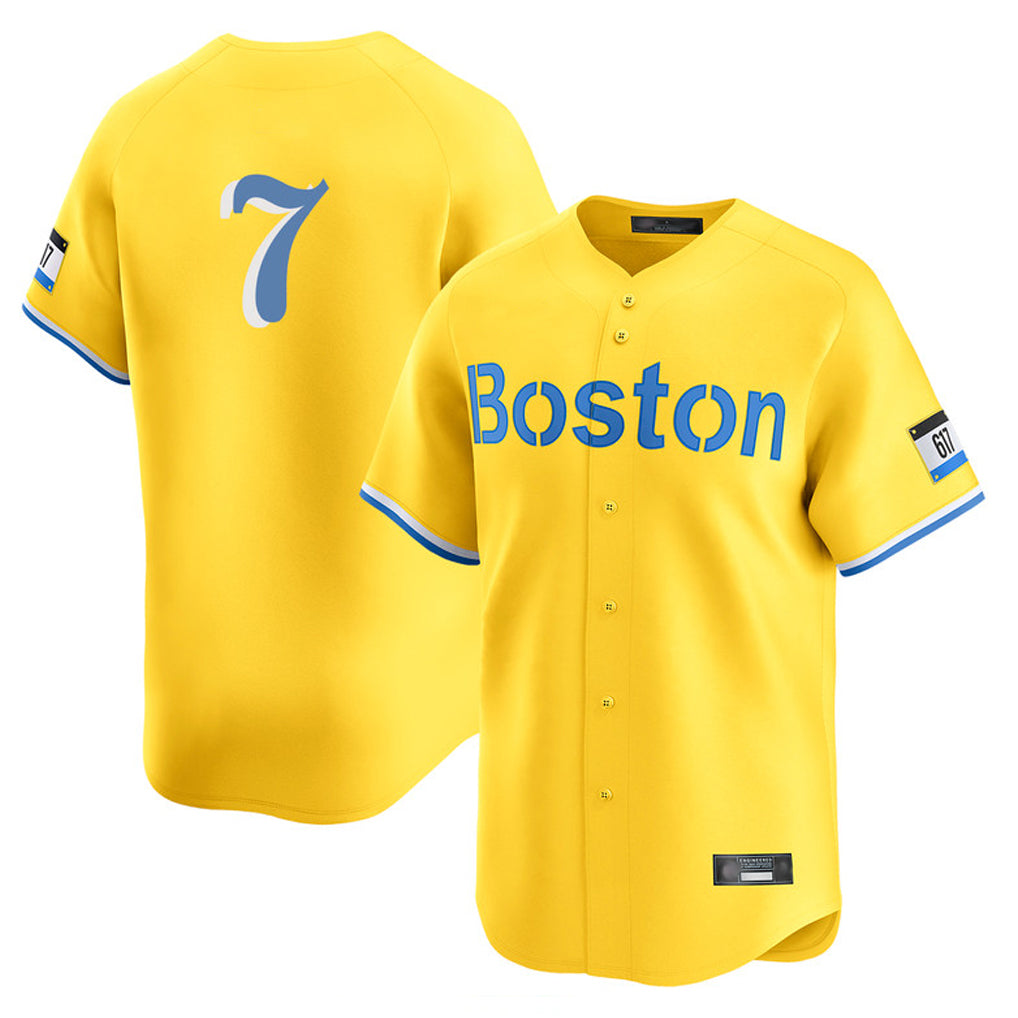 Johmsee B.Red Sox #7 Masataka Yoshida Player Yellow Limited Home Game Stitched Jersey
