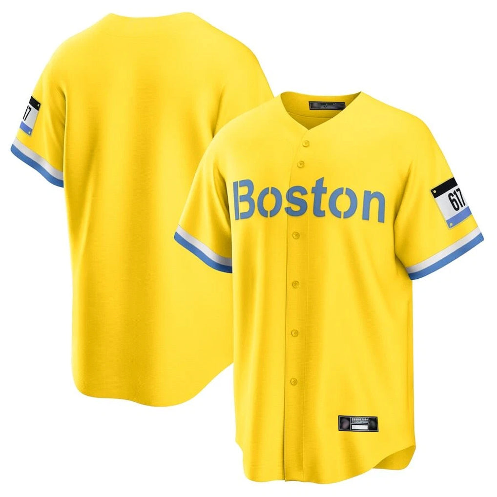 Johmsee B.Red Sox Blank Player Yellow Home Game Stitched Jerseys