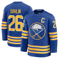 Johmsee B.Sabres #26 Rasmus Dahlin Royal Premium with Captain's Patch Stitched Jerseys