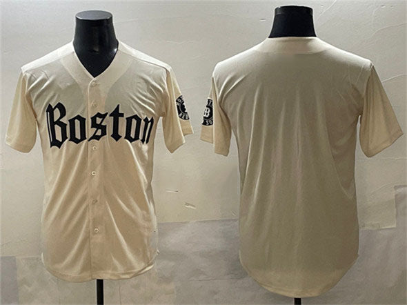 Boston Red Sox Blank Cream Gothic Vapor Limited Stitched Baseball Jersey