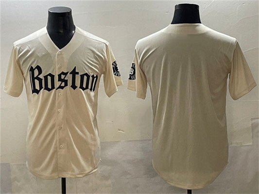 Boston Red Sox Blank Cream Gothic Vapor Limited Stitched Baseball Jersey