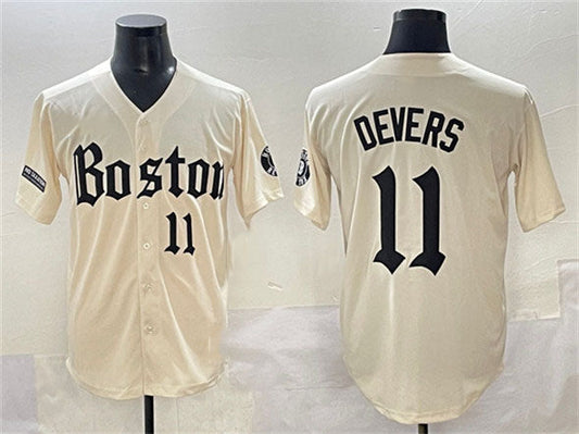 Boston Red Sox #11 Rafael Devers Cream Gothic Vapor Limited Stitched Baseball Jersey