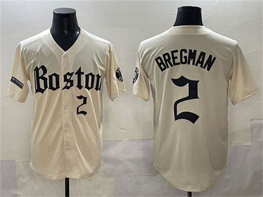 Boston Red Sox #2 Alex Bregman Cream Gothic Vapor Limited Stitched Baseball Jersey